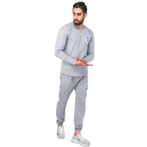 ست مردانه بلوز و شلوار یقه گرد طوسی روشن