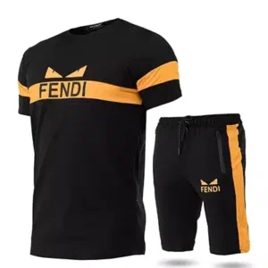ست تیشرت و شلوارک مردانه Fendi مشکی کد 36945 