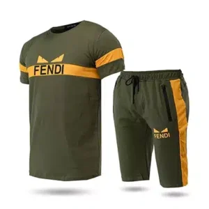 ست تیشرت و شلوارک مردانه Fendi سبز کد 36946