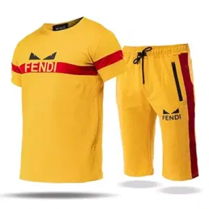 ست تیشرت و شلوارک مردانه Fendi خردلی 36947