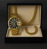 ست ساعت مچی مردانه دیزل با گردنبند و دستبند طلایی