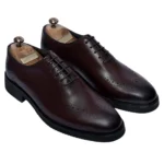 کفش رسمی چرم مردانه رنگ زرشکی مدل اکسون