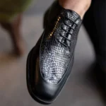 کفش مردانه چرم کروکودیل طرح اسموت برند اکسون